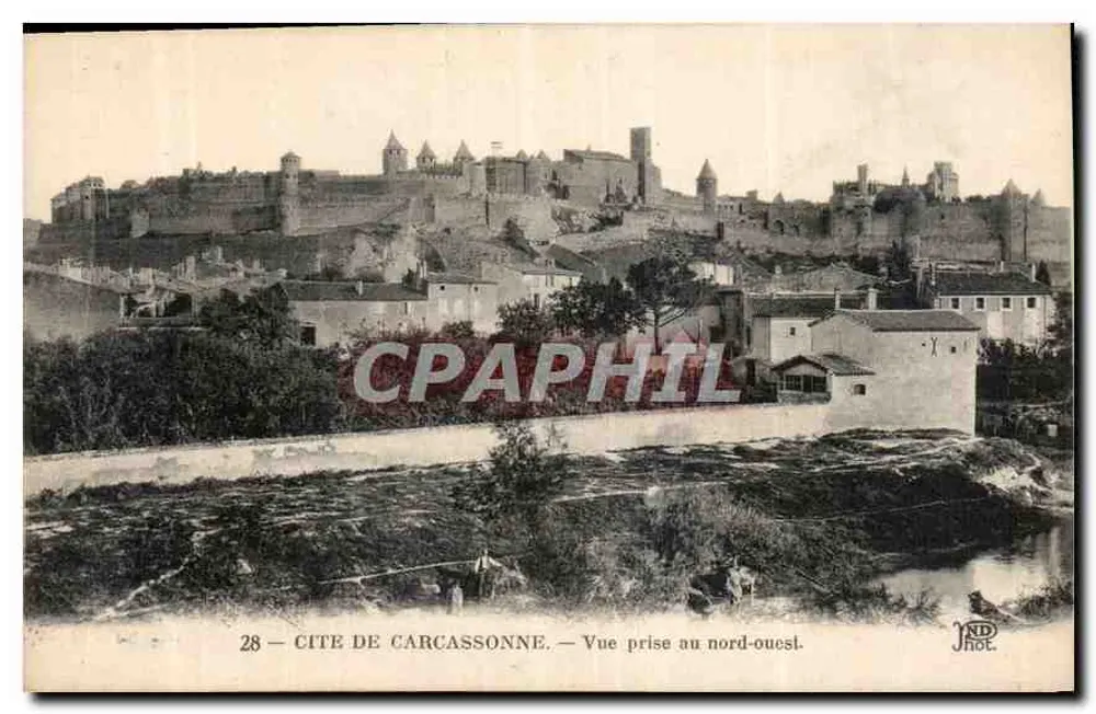 Cité de Carcassonne — Ansicht vom Nordwesten — J. Hase, Nr. 28 - Vorderseite