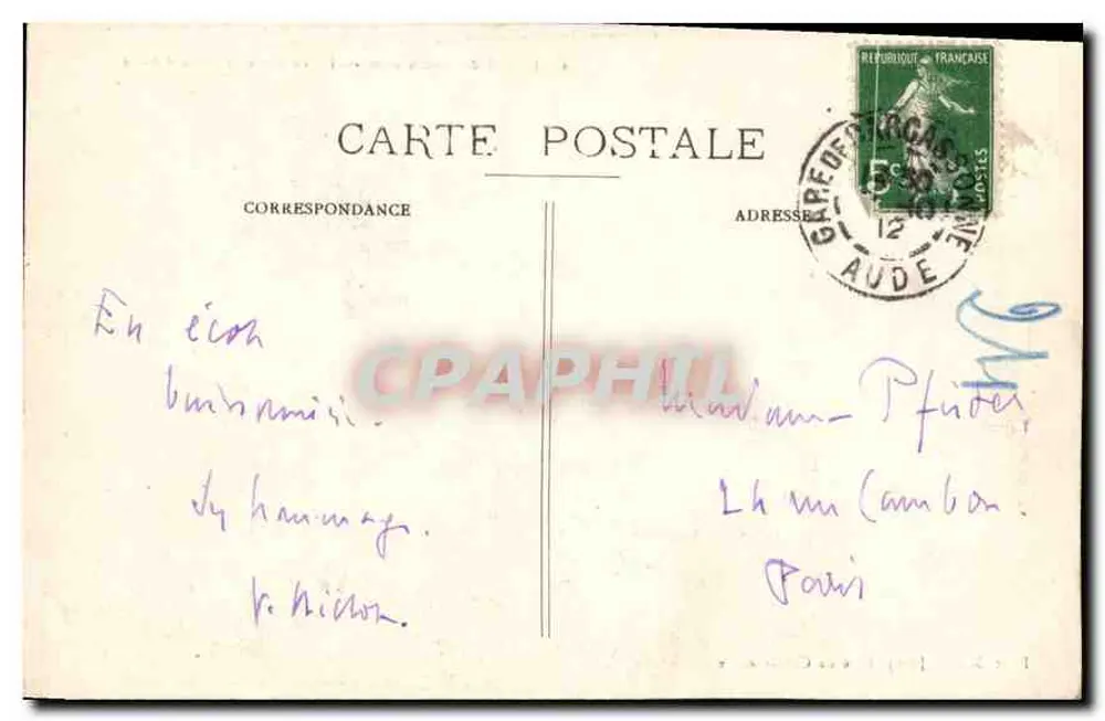 Carcassonne — Verteidigungen der Aude-Tür — Phot. Machin, Lézignan - Rückseite