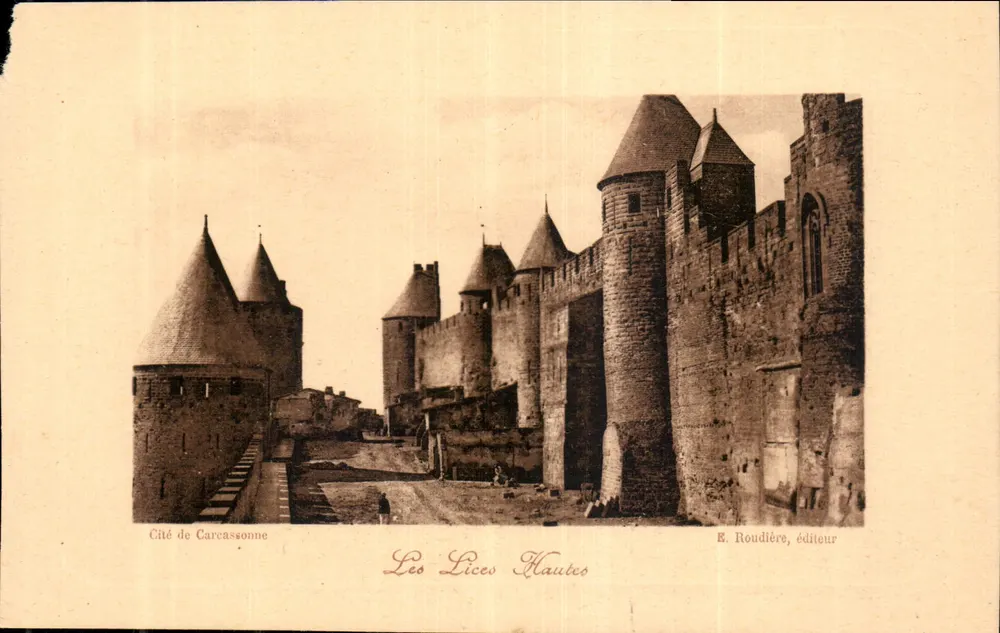 Cité de Carcassonne — Les Lices Hautes — E. Roudière, editor - Anverso
