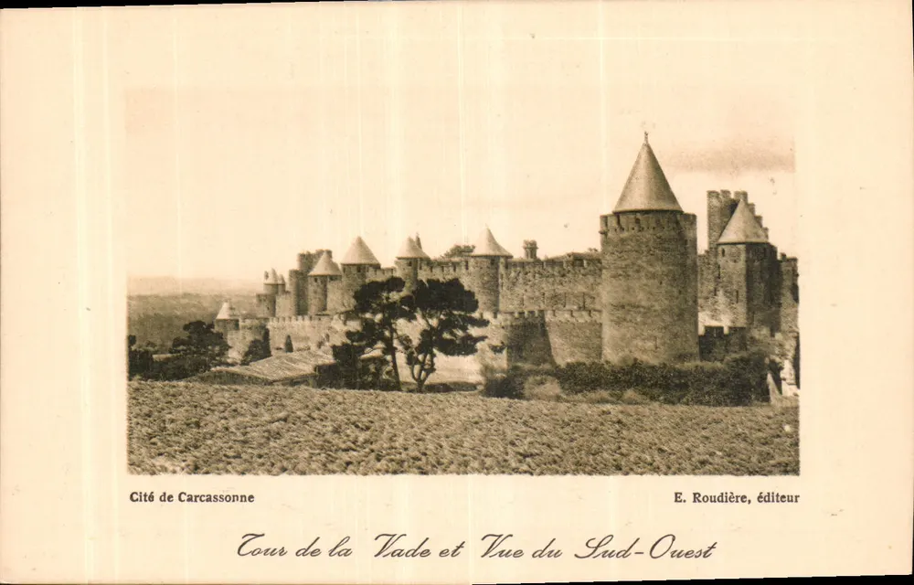 Stadt Carcassonne — Turm von la Vade und Blick nach Südwesten — E. Roudière, Verlag - Vorderseite