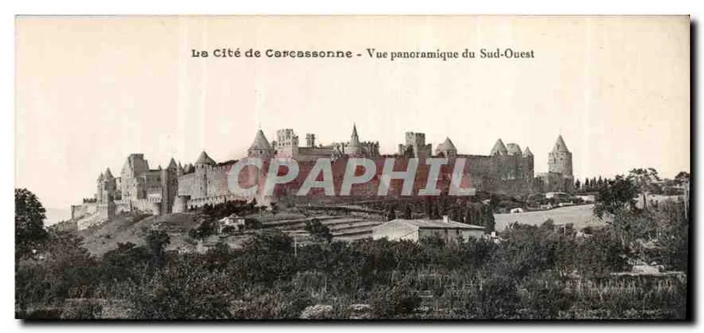 Die Stadt Carcassonne — Panoramablick von Südwesten - Vorderseite