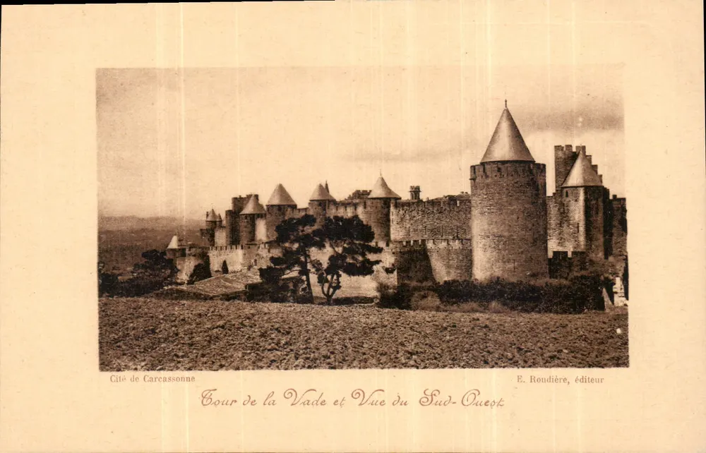 Stadt Carcassonne — Turm der Vade und Blick nach Südwesten — E. Rondière, Verlag - Vorderseite