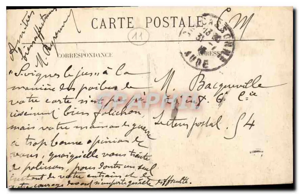 Stadt Carcassonne — Türme Mépudre - Cabuzac - Licès Hantes — K. Rondiéro, Verleger - Rückseite