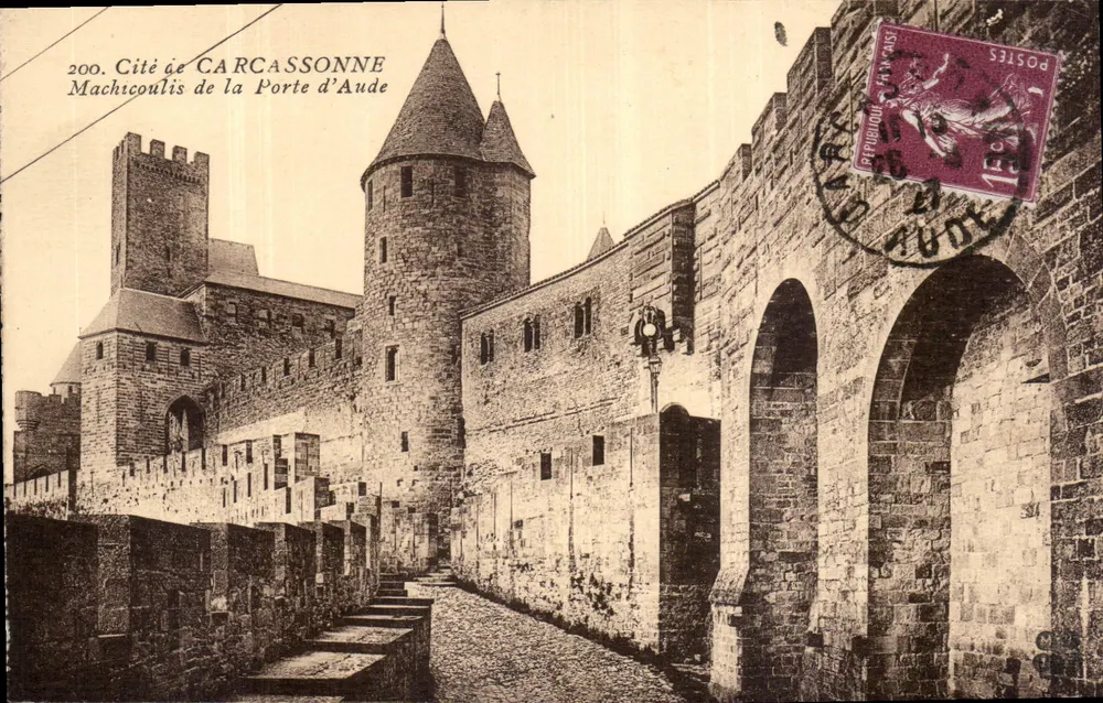Cité de Carcassonne — Ansicht der Porte d'Aude — unbekannter Verlag, Nr. 200 - Vorderseite
