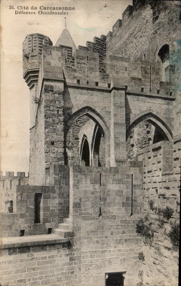 Cidade de Carcassonne — Defesas Ocidentais — Imp. Phot. Henri Baudouin & Cie, Toulouse - Frente