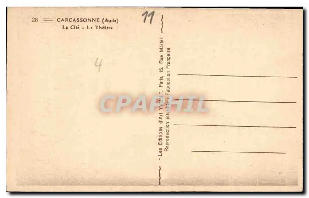 Carcassonne — O Teatro — Les Éditions d'Art Yvon, Paris - Verso