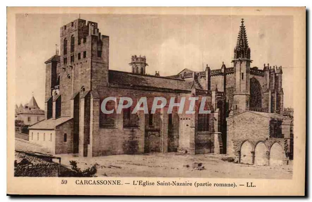 Carcassonne — Die Kirche Saint-Nazaire (romantische Teil) — LL. - Vorderseite