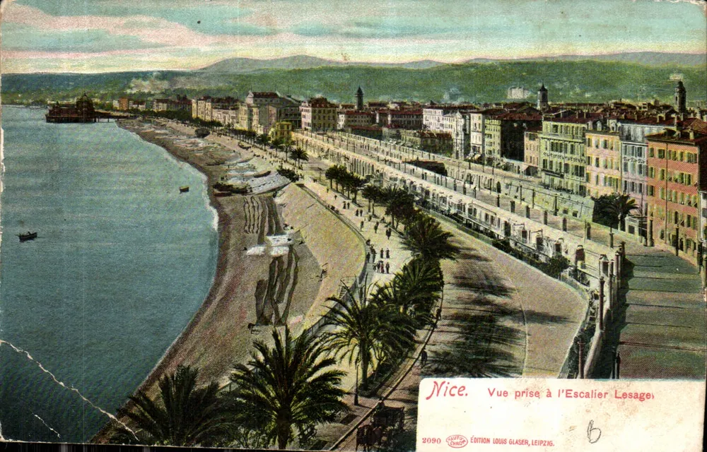 Nice — Vista tirada da Escada Lesage — Edição Louis Glaser, Leipzig - Frente