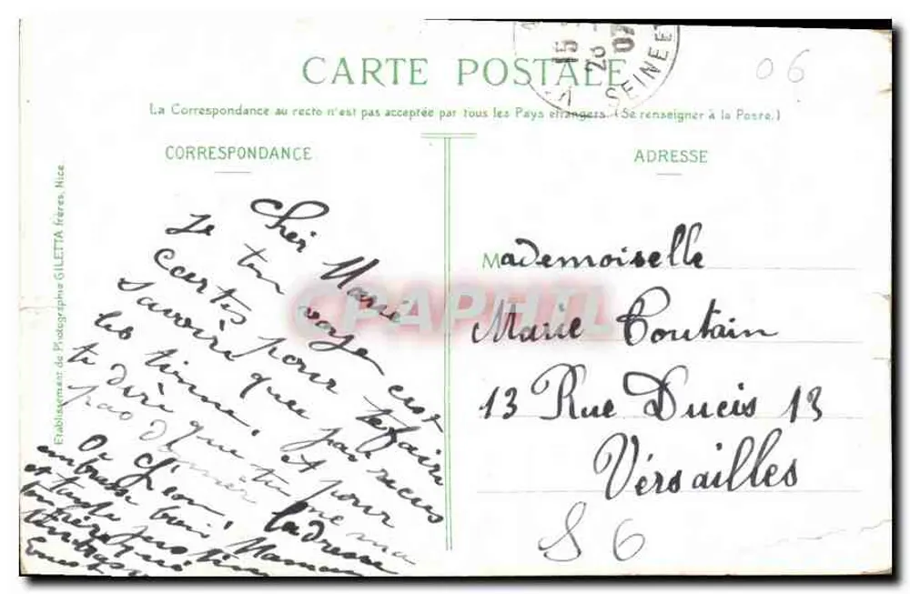 CANNES — Die Strand- und Berge des Estérel — Giletta-Ausgabe, Foto., Nice. - Rückseite