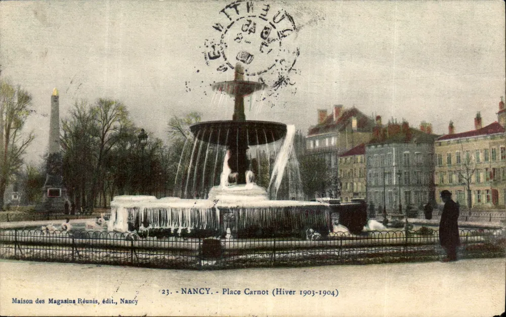 NANCY - Praça Carnot — Inverno 1903-1904 — Maison des Magasins Réunis, editora, Nancy - Frente