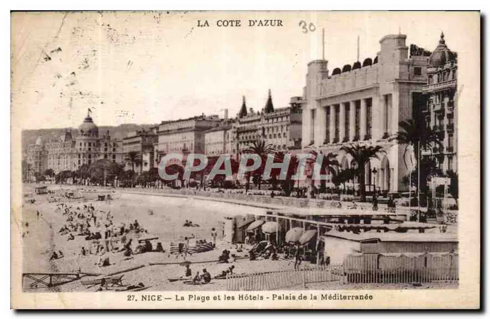 Nice — Die Strandpromenade und die Hotels - Palais de la Méditerranée — Munier, Verlag - Vorderseite