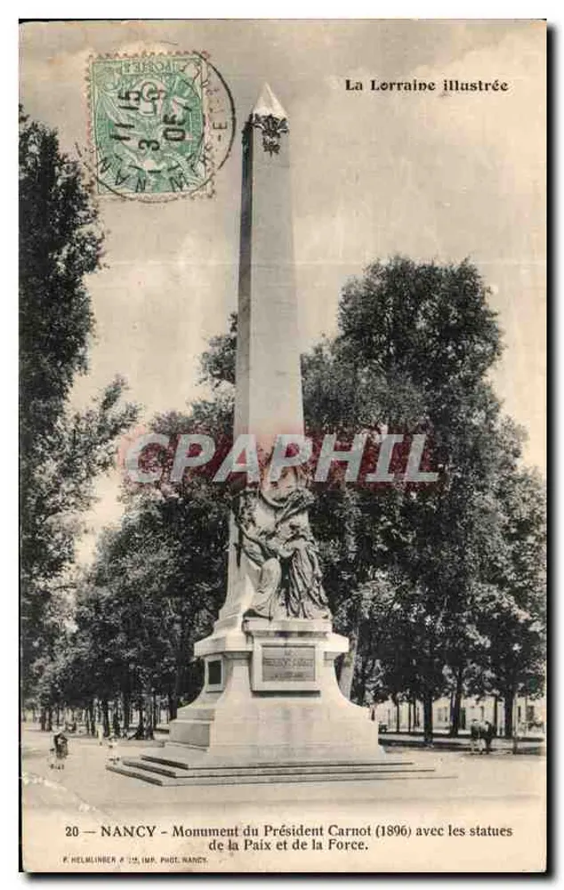 NANCY — Denkmal des Präsidenten Carnot (1896) mit Statuen der Frieden und der Kraft — La Lorraine illustrée, n°20 - Vorderseite