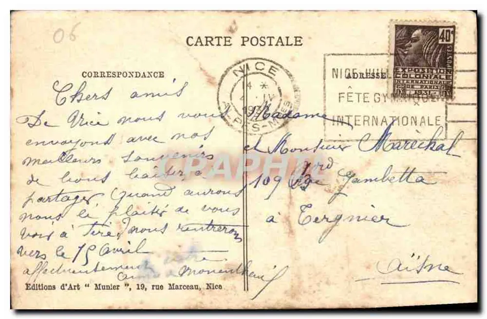 Nizza — De Grot van het Jardin Albert-Ier — Photo Munier n°138 - Achterkant