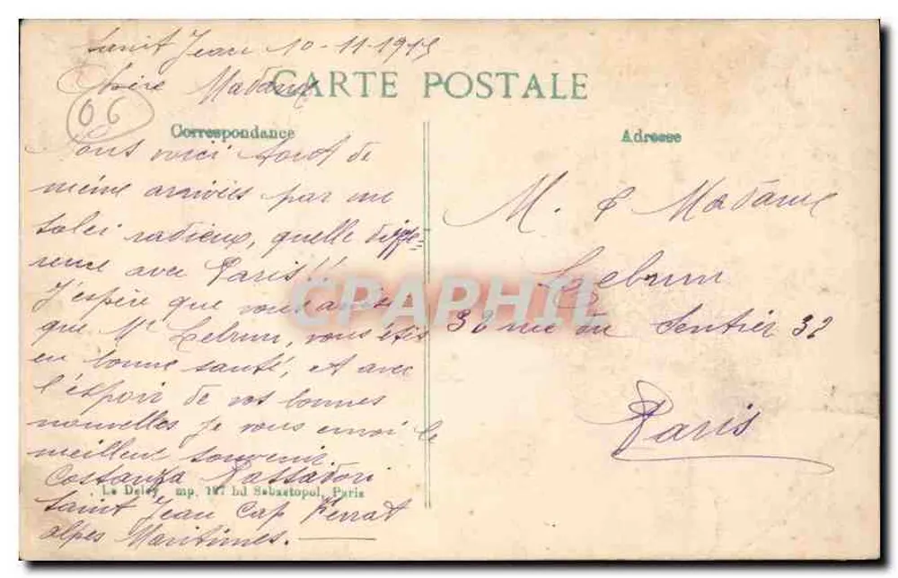 Côte d'Azur - Le Castellard — Die Spitze Saint-Hospice und der Hafen Saint-Jean — Verlag Le Deley, Nr. 882 - Rückseite
