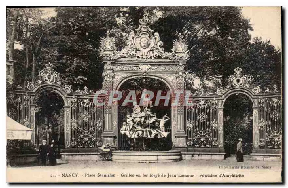 Nancy - Place Stanislas - Eisenwerk-Gitter von Jean Lamour - Fontaine d'Amphitrite - Vorderseite