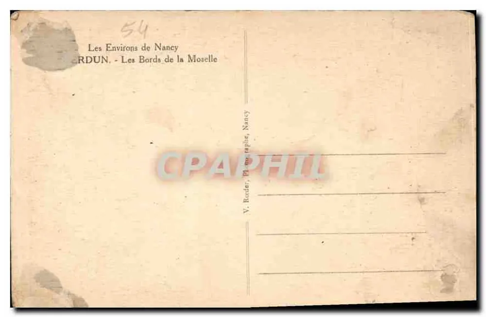LIVERDUN — As margens da Mosela — V. Roder, fotógrafo, Nancy - Verso