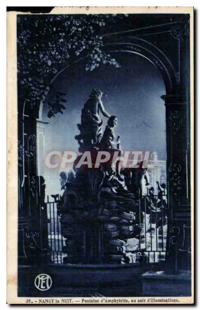 NANCY ABERNACHT — Fontäne Amphytrite, eine Nacht der Beleuchtung — Moderne Ansichtskarte 39 - Vorderseite