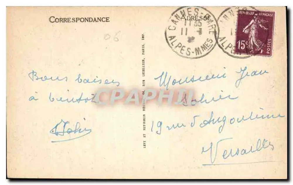 Cannes — Widok na Estérel — LL, n° 281 - Rewers