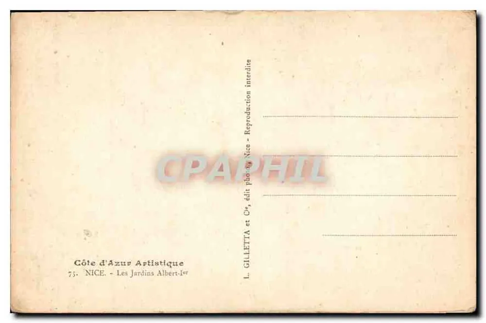 Gärten Albert-1er — Nizza — Verlag L. Gilletta & Cie - Rückseite