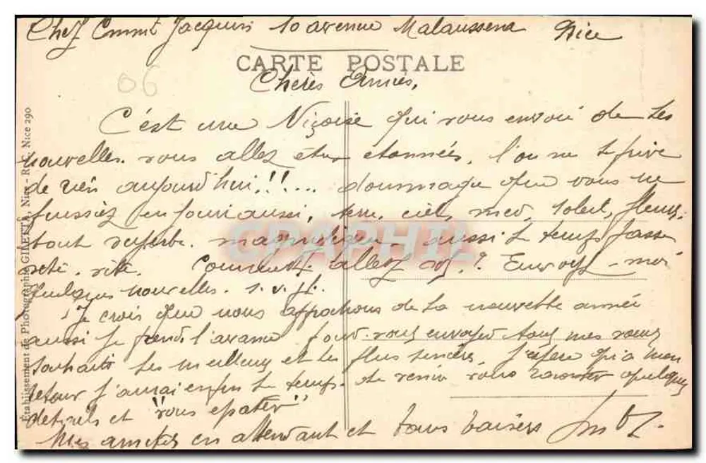 Nice - Palmier e Palácio da Jetée — Edição Gilletta, n° 136 - Verso