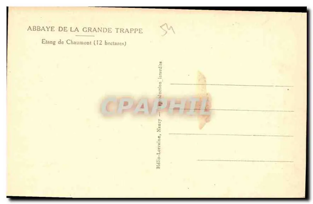Étang de Chaumont — Abtei der Grande Trappe — Verlag Nancy - Rückseite