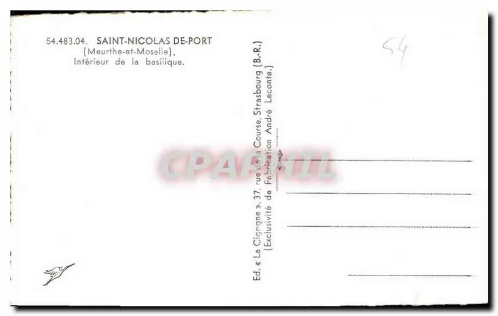 Innenansicht der Basilika Saint-Nicolas de Port — Meurthe-et-Moselle — Verlag: La Cigogne, n° 54.483.04 - Rückseite
