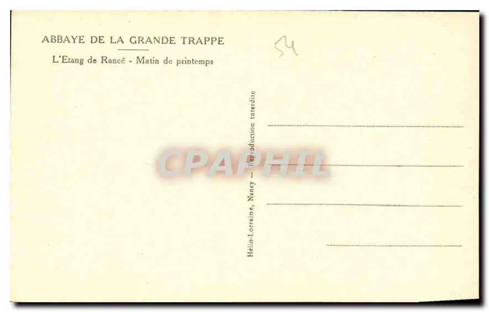 Abtei La Grande Trappe — Der See von Rancé - Frühlingmorgen — Hélio-Lorraine, Nancy - Rückseite
