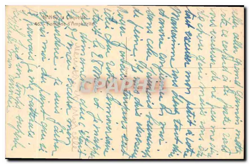 Nancy - Fontaine d'Amphitrite — editor Zoedder, n°46 - Verso