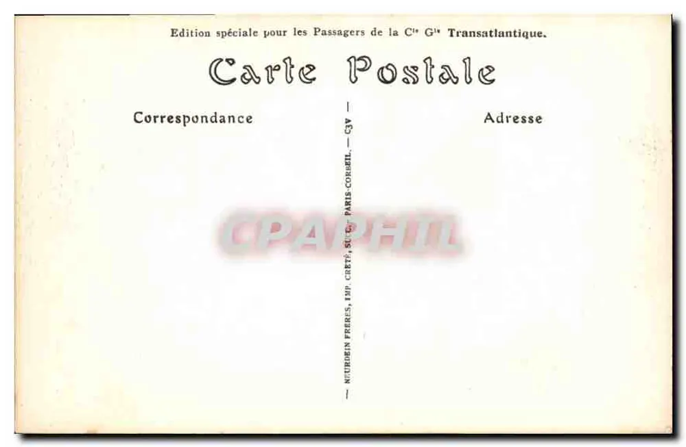 Versailles — Palácio do Grande Trianon — edição especial para passageiros da Cie Générale Transatlantique - Verso