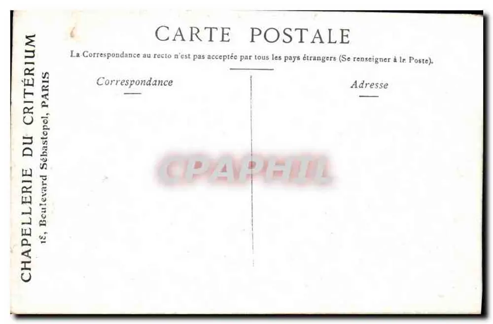 Versalhes — Cour de Marbre — Chapellerie du Critérium, Paris - Verso