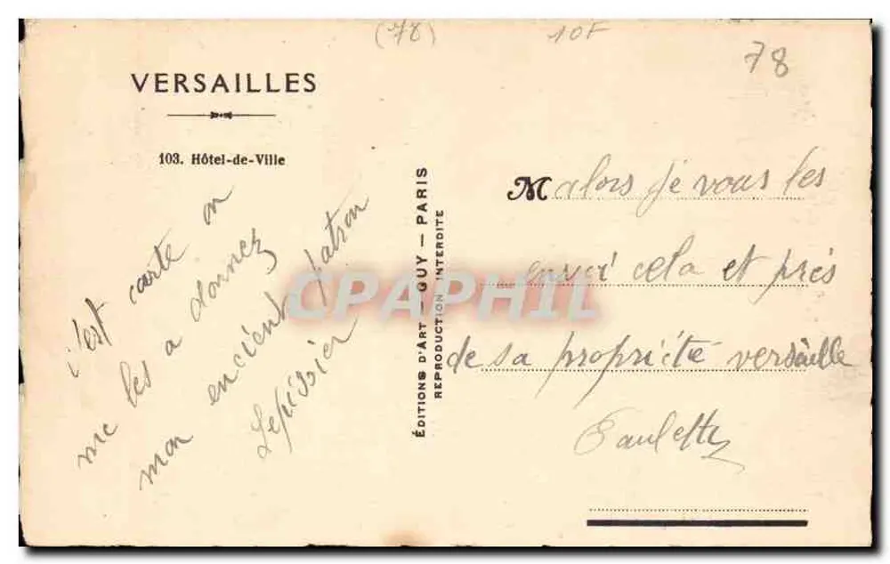 Versaj – Hôtel-de-Ville – Éditions d'Art Guy - Rewers