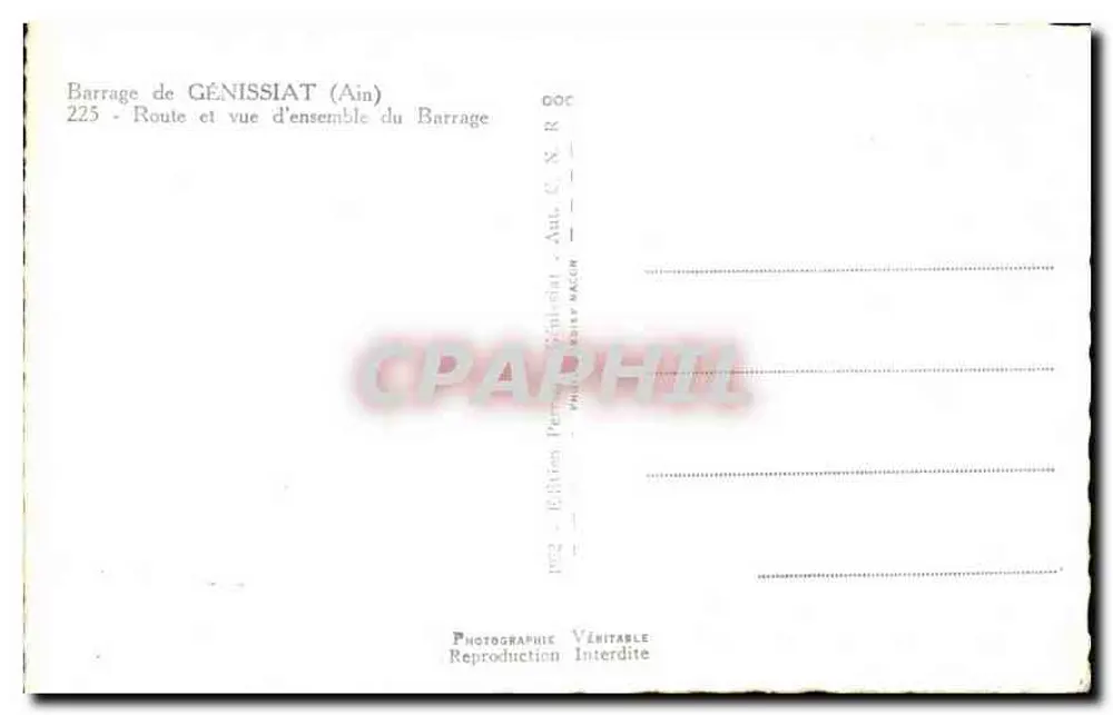 Staudamm Génissiat (Ain) — Gesamtblick auf den Staudamm — Edition Aulx & Razon - Rückseite