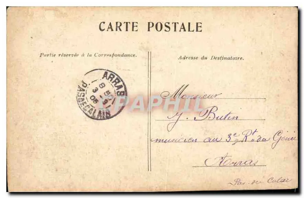 Versailles — A Avenida da Água — Editor: G. P. (ou G. P. & Cie) — N° de série não visível - Verso