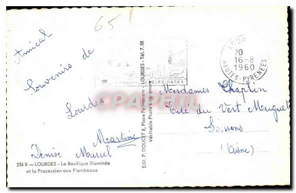 Lourdes — Beleuchtete Basilika — Verlag Edlux - Rückseite