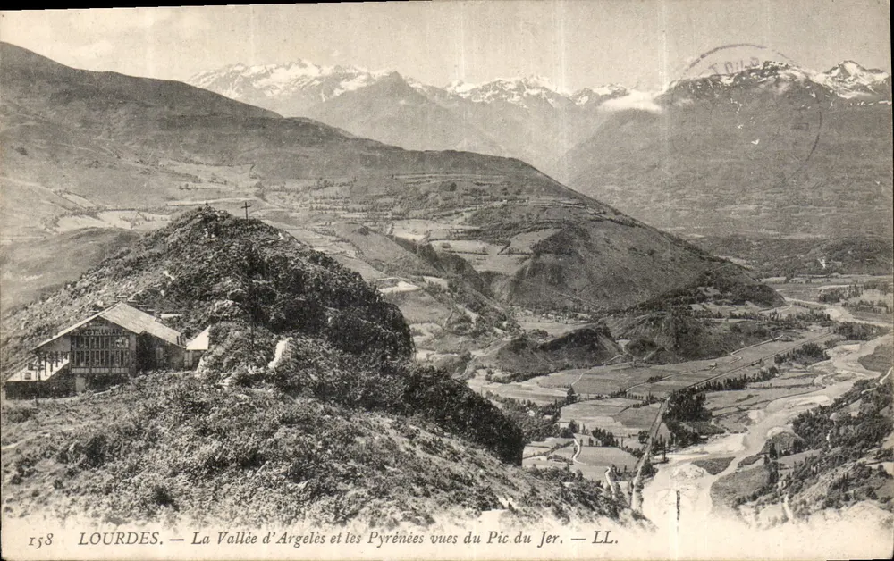 Lourdes — Die Tal der Argelès und die Pyrenäen von der Pic du Jer aus gesehen — LL. - Vorderseite
