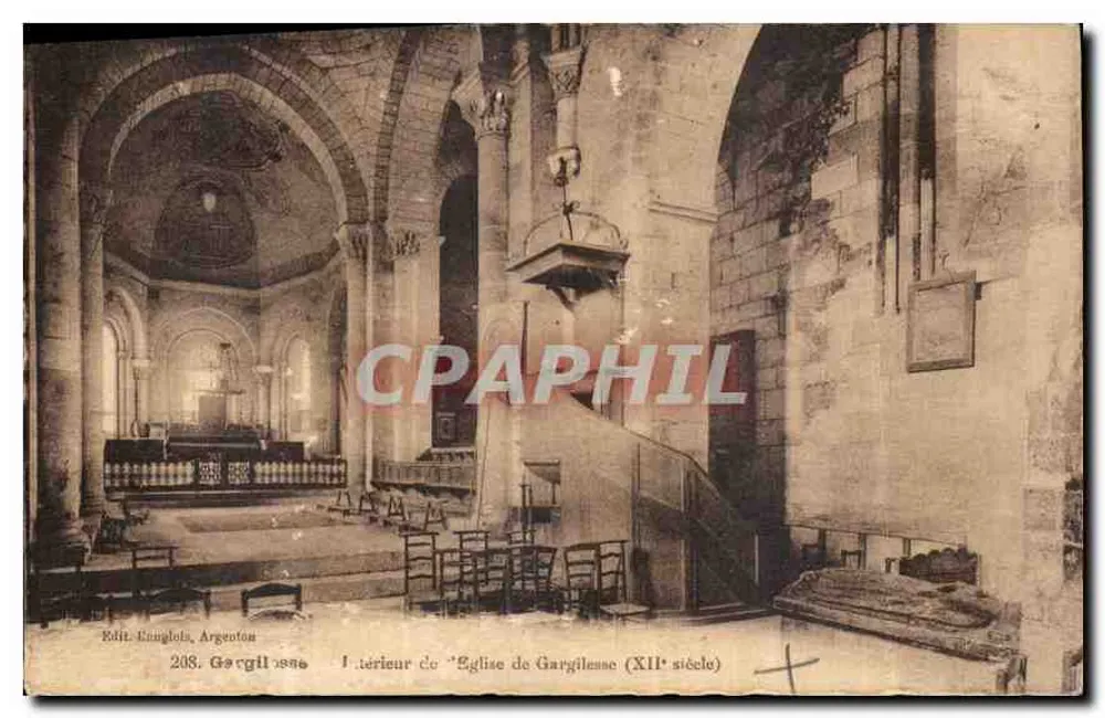 Interior da igreja de Gargilesse — XIIº século — Edit. Banglois, Argentan - Frente