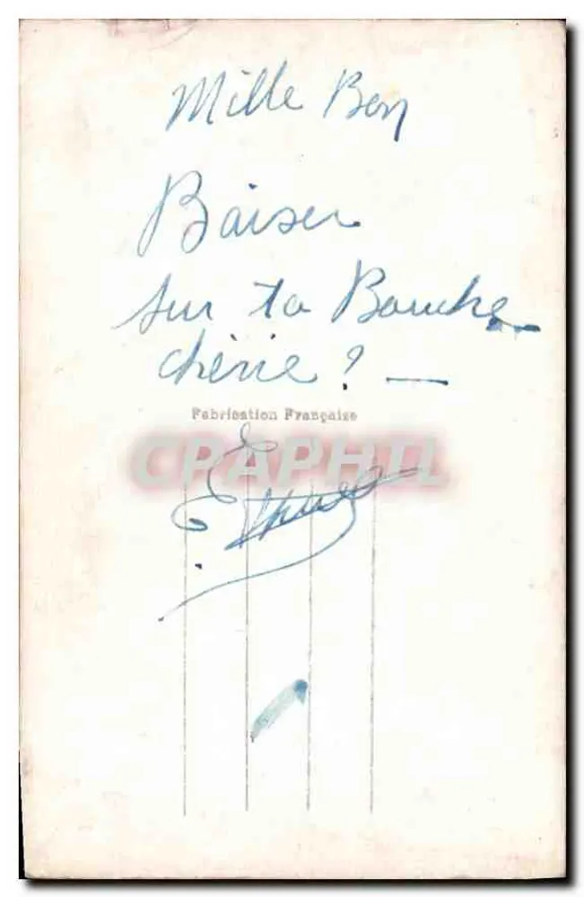 Soldat und Frau, die sich küssen — gedruckter Text und Signatur 'KISS 1916' — Verleger Kiss - Rückseite