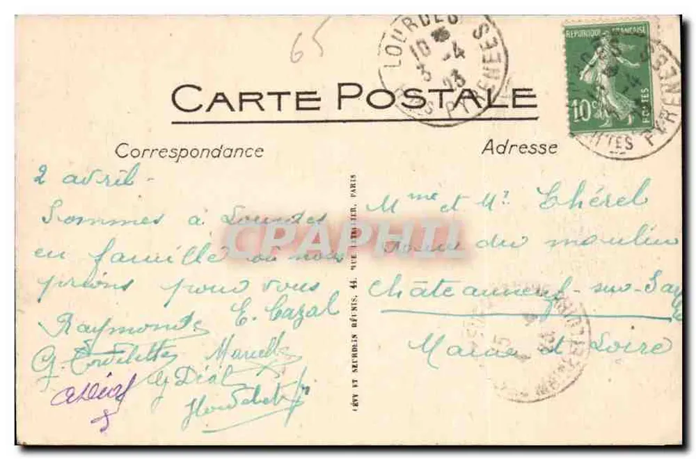 Lourdes — O Castelo-Forte — LL. — Editor LL, n°22 - Verso