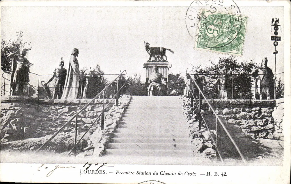 Lourdes — Erste Station des Weges des Kreuzes — H. B. 42. - Vorderseite