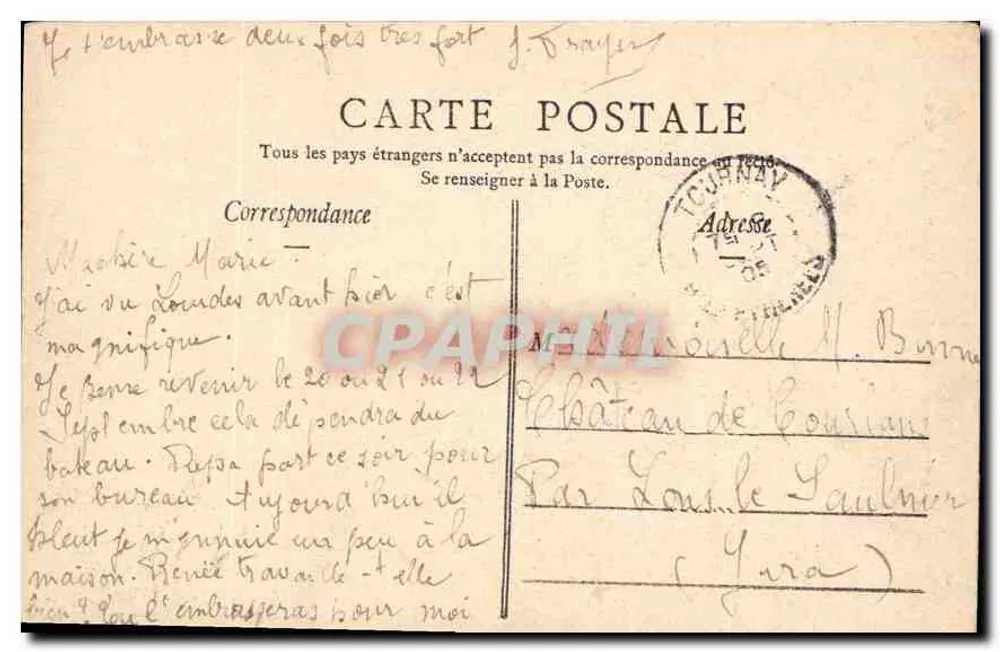 Lourdes — Virgem e castelo — Viron, fot.-édit., Lourdes - Verso