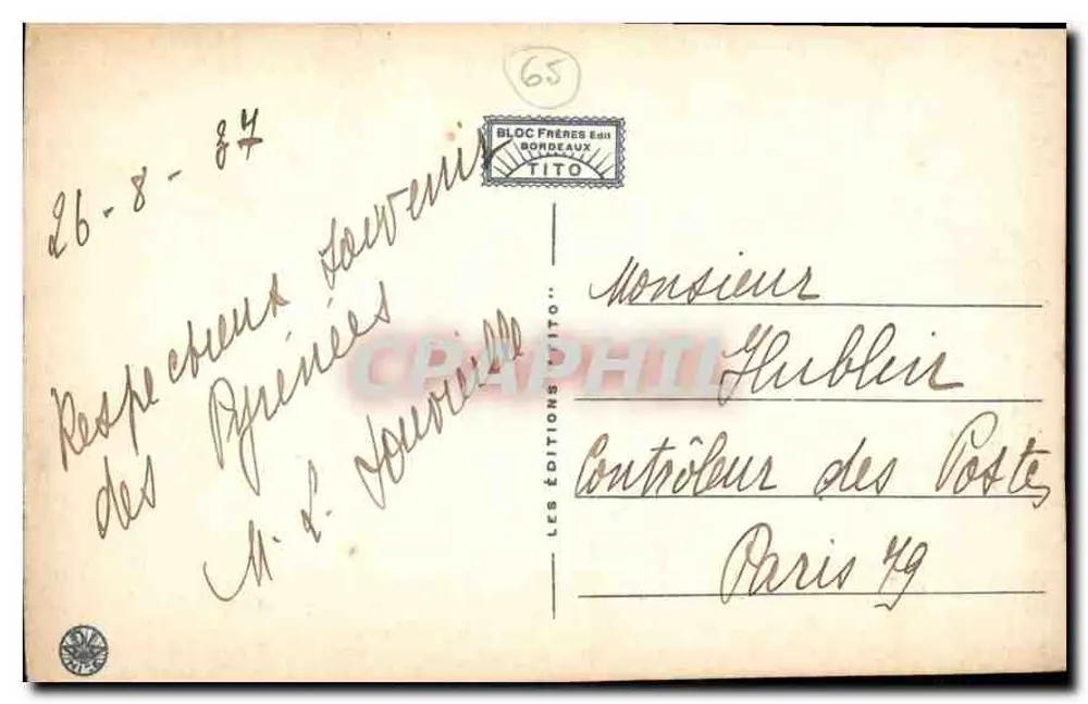 Hautes Pyrénées — Col d'Aspin (1497 m.) — Gipfel des Col l'Arbizon — Éditions Tito - Rückseite