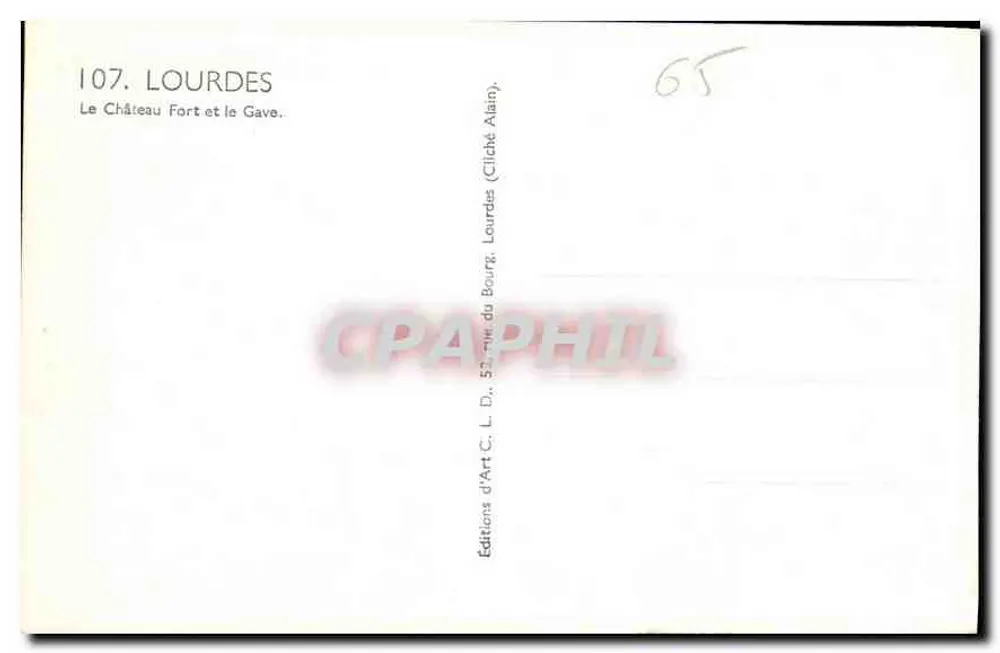 Lourdes — Das FestungsSchloss und die Gave — Éditions d'Art C. L. D., Lourdes - Rückseite