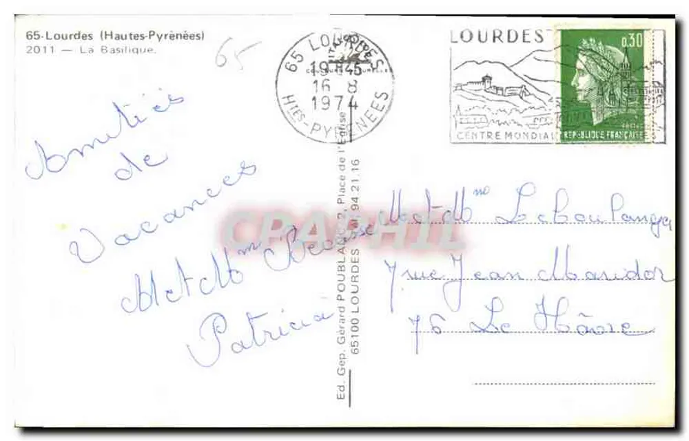 Lourdes (Hautes-Pyrénées) — A Basílica — Éd. Gep. Poulbâtre - Verso