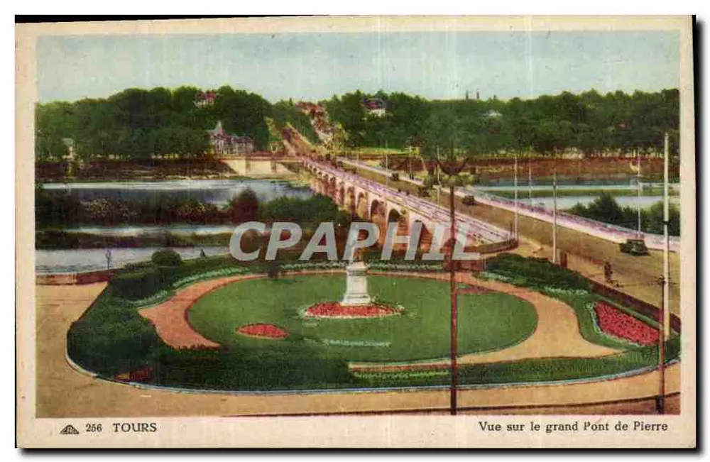 Tours — Blick auf den großen Pont de Pierre — Cie des Arts Photographiques, Paris-Strasbourg - Vorderseite
