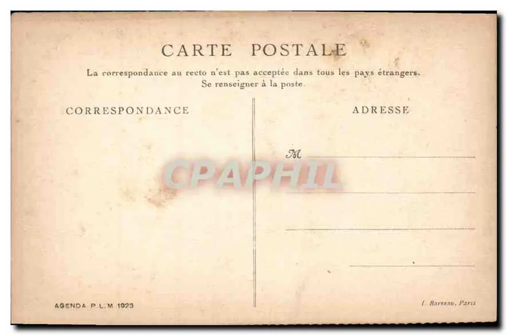 Schloss Fontainebleau — Saal Henri II — Agenda P.L.M. 1923 - Rückseite