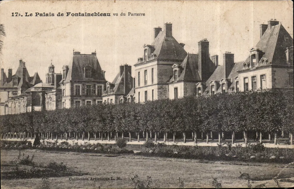 Das Schloss Fontainebleau von der Erdgeschossseite gesehen — Künstlerische Sammlung L. M. — n° 17B - Vorderseite