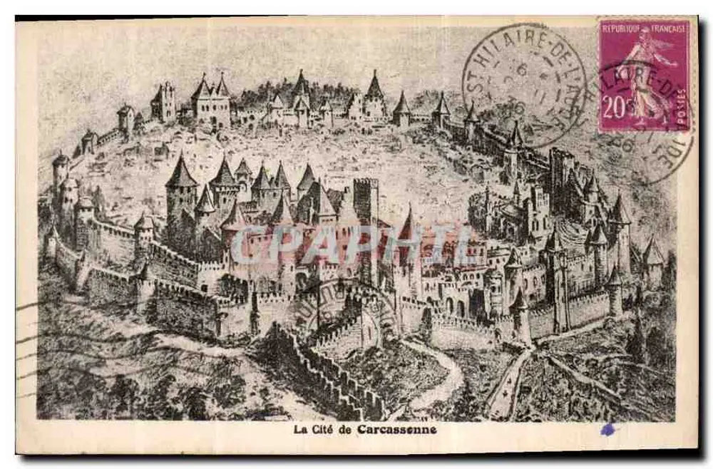 A Cidade de Carcassonne — vista panorâmica — Editora não visível - Frente