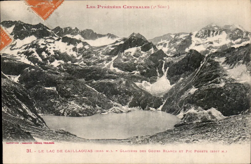 Zentrale Pyrenäen (1. Serie) — Lac de Caillauas, Gletscher der Gours Blancs und Pic Posets — L'Abouche Frères, Toulouse - Vorderseite