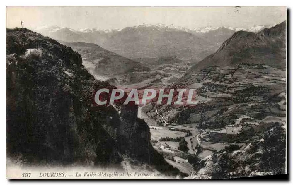 Lourdes — La Vallée d'Argelès y los Pirineos vistos desde la cima — n° 457 - Anverso