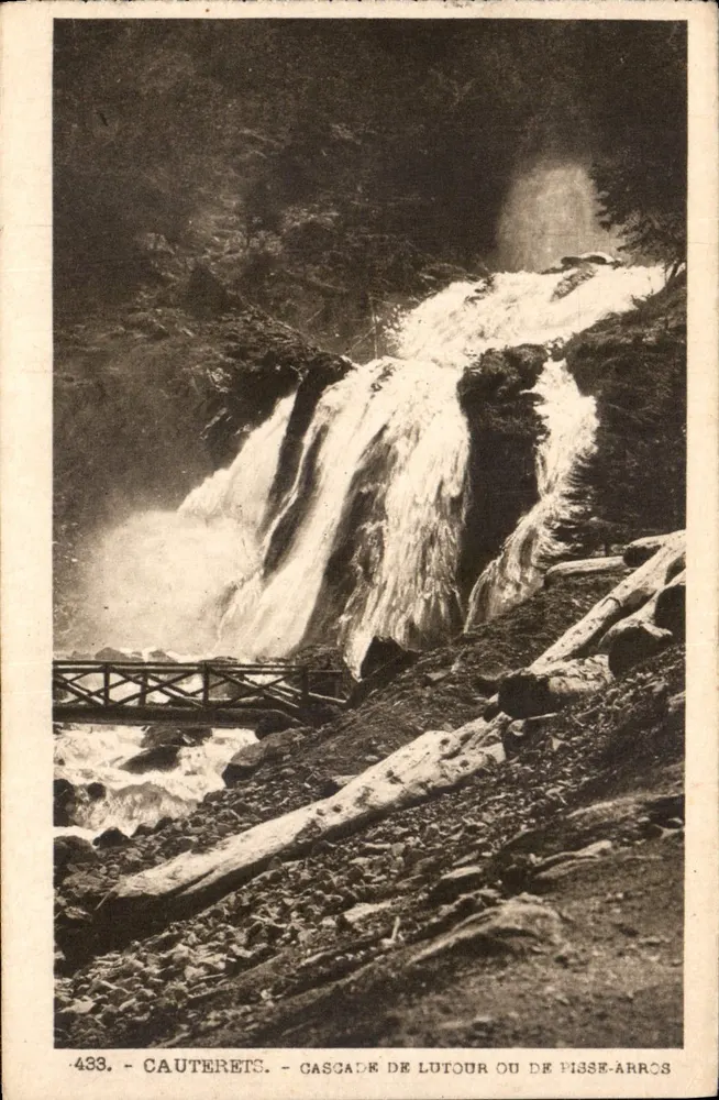 Cauterets - Wasserfall Lutour oder Pisse-Arros — Héliogravure Frères Toulouse n°433 - Vorderseite